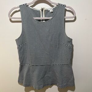 J. Crew Striped Peplum Ponte Tank Women Size Small‎  Zipper Top Shirt